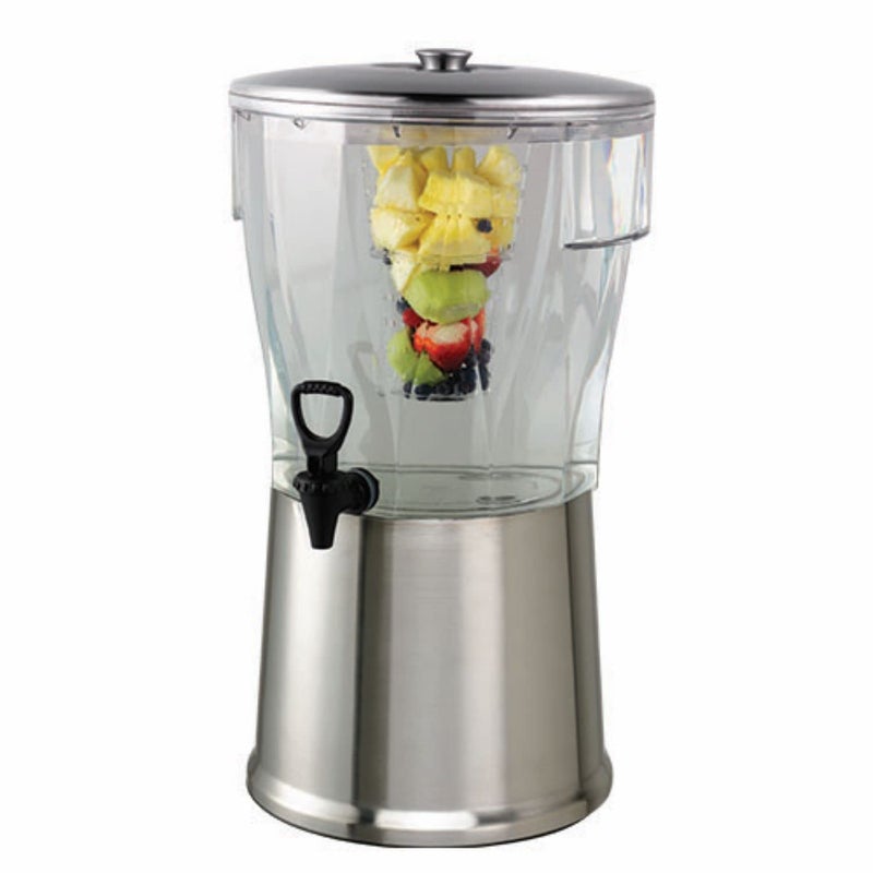 Service Ideas CBDRT5SS Beverage Dispenser, Round, 5 Gallon with Plastic Container and Optional Infuser Tube, Stainless Steel Base and Lid, NSF certified - Image 1